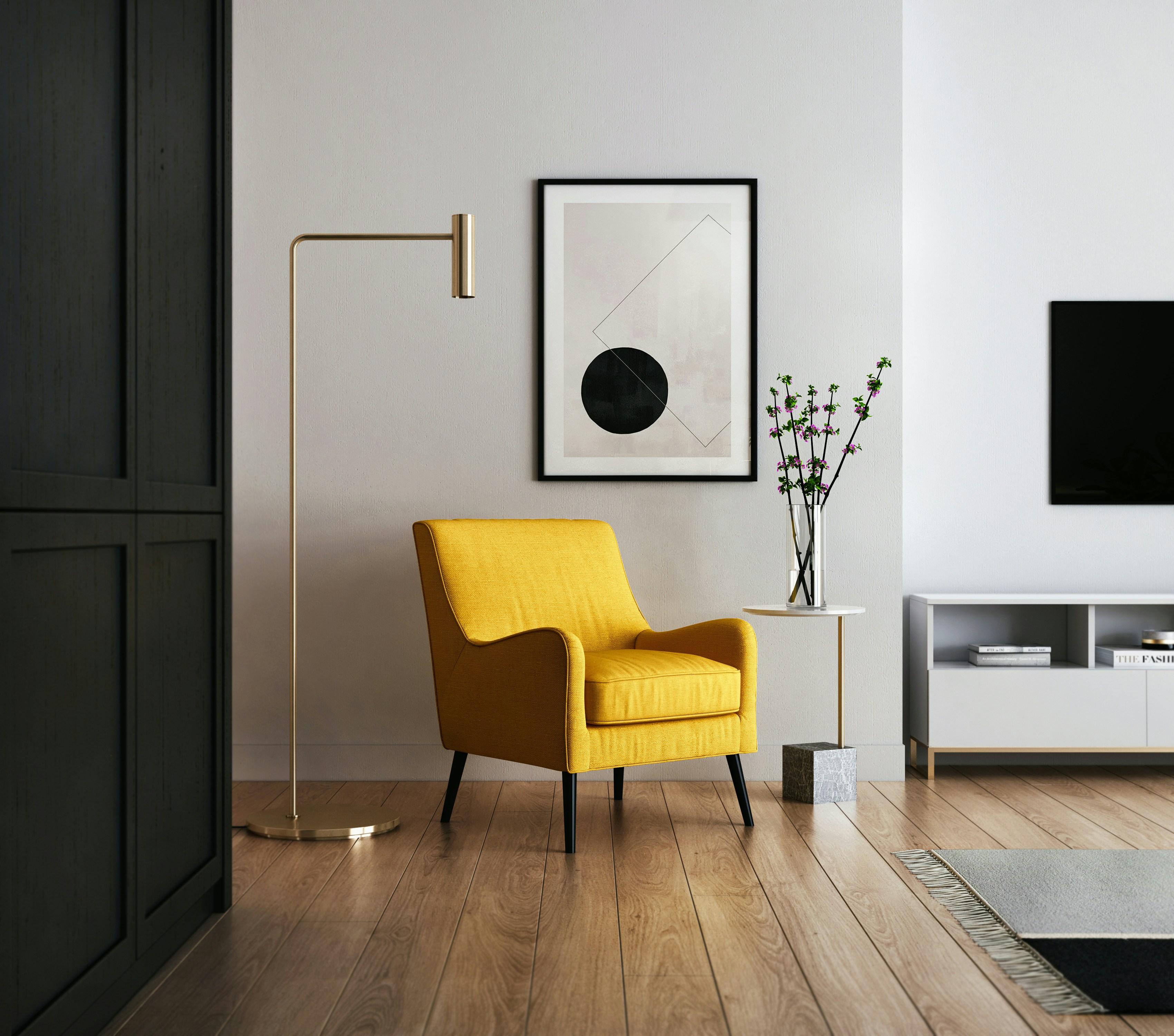 Warm, minimal luxury living room styled by Grandeur Structures